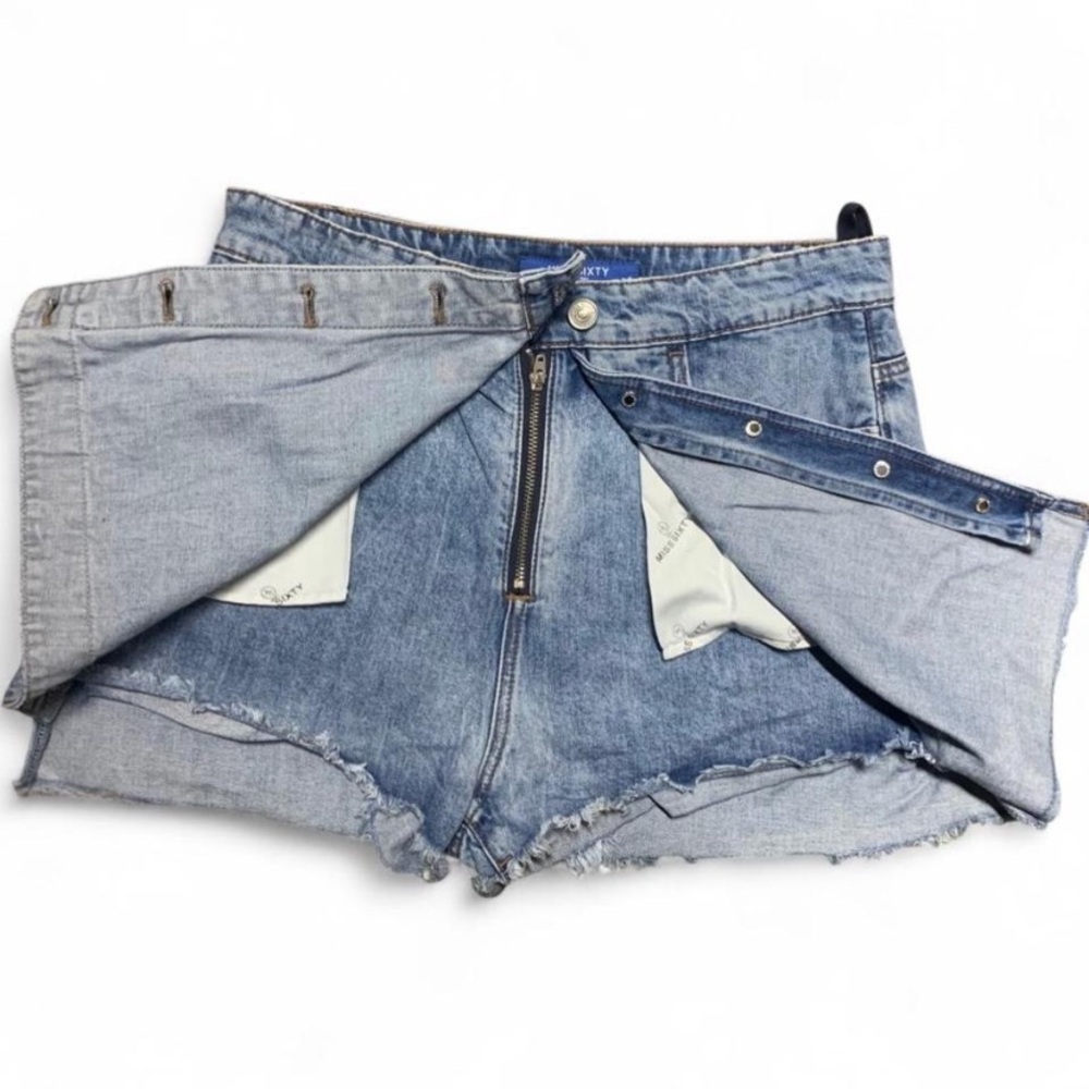 Archive Miss Sixty Denim Culotte Mini Skirt Y2K-Adjacent Button Front Size M 29 - Picture 12 of 16